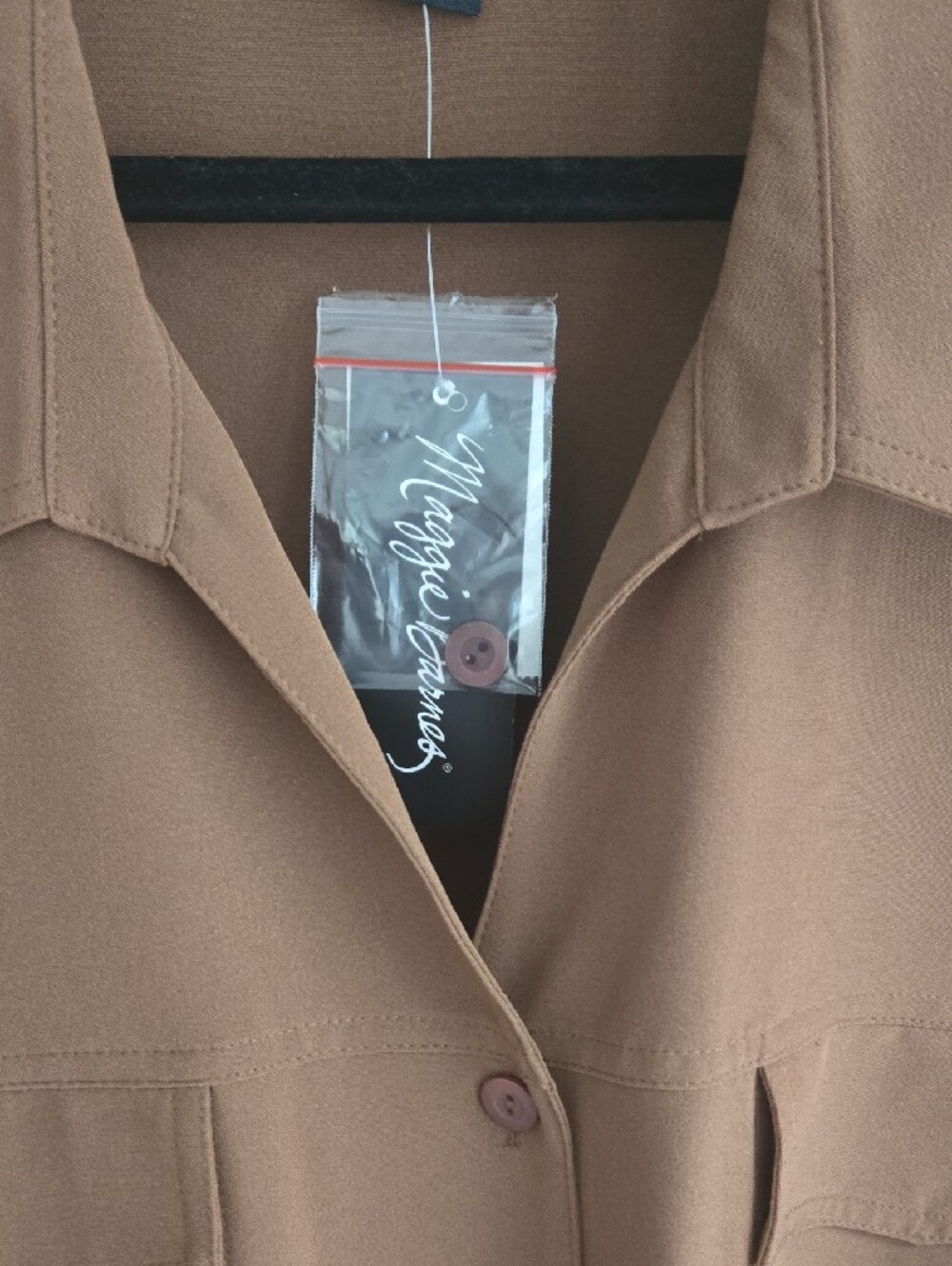 Maggie Barnes Caramel Brown Collared Button Shirt - Picture 5 of 14
